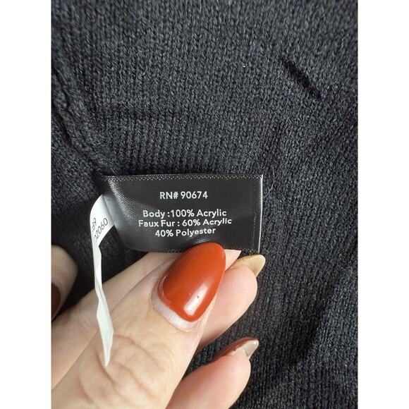 NWT Boston Proper M/L Faux Fur Trim Cardigan Vest Boho Romantic Chic - Picture 3 of 4